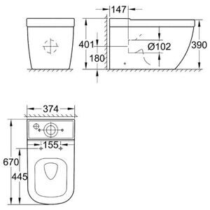 Унитаз с бачком напольный Grohe Euro Ceramic NW0014 с горизонтальным выпуском