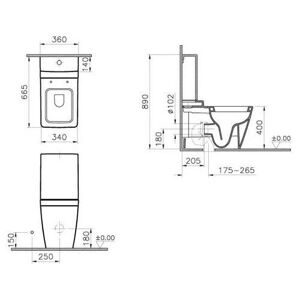 Чаша унитаза напольная VitrA T4 4470B003-0096 с горизонтальным выпуском