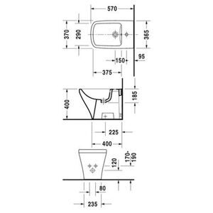 Биде напольное DURAVIT DuraStyle 228410-WG с горизонтальным выпуском