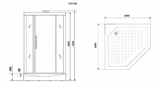 Душевая кабина Niagara NG-7717GBK (1000x1000х2100) низкий поддон стенки ЗОЛОТО БЕЗ КРЫШИ 4 места