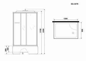 Душевая кабина Niagara Ultra NG-307-01R (1200х800х2200) высокий поддон(50см) 4 места