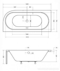 Ванна BESCO AVITA 170x75 L