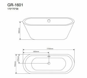 Ванна отдельностоящая GR-1601 (170x75x58) GROSSMAN
