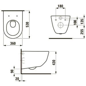 Чаша унитаза подвесная LAUFEN Pro 8.2095.6.000.000.1 с горизонтальным выпуском