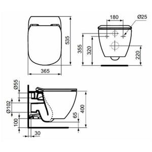 Чаша унитаза подвесная Ideal STANDARD Tesi T007901 с горизонтальным выпуском