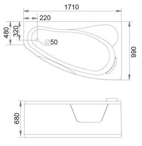 Акриловая ванна Gemy G9046 II O R