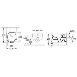 Чаша унитаза подвесная Villeroy & Boch Avento 5656RS01 (с сиденьем, микролифт) с горизонтальным выпуском