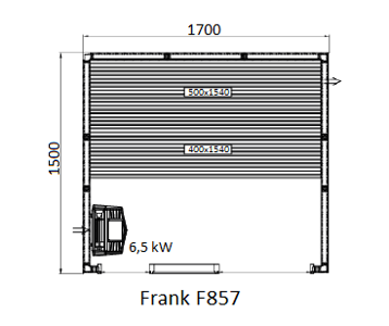 Финская сауна Frank F857 (печь Harvia Cilindro 6.8 кВт+80 кг камней) 2 полки ширина 150 см Кедр