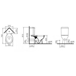 Унитаз с бачком напольный VitrA Arkitekt 9754B003-7201 с горизонтальным выпуском