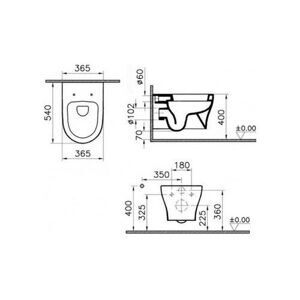 Чаша унитаза подвесная VitrA Bella 4449B003-0075 с горизонтальным выпуском