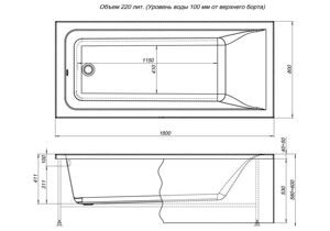 Акриловая ванна Aquanet Bright 180x80