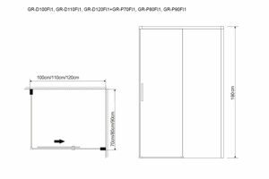 Душевое ограждение Grossman GR-D120-P70 Fly1 (120*70*190) прямоугольник;дверь раздвижная 2 места