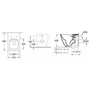 Чаша унитаза напольная Villeroy & Boch Venticello Plus 4613R0R1 с горизонтальным выпуском