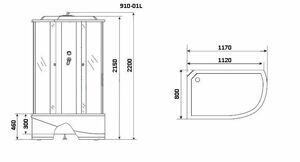 Душевая кабина Niagara NG-910-01L (1200х800х2200) высокий поддон(46см) стекло ТОНИРОВАННОЕ 4 места