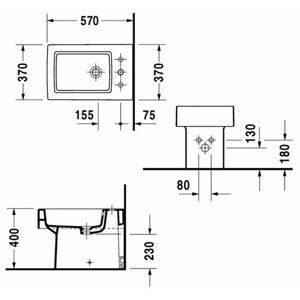 Биде напольное DURAVIT Vero 224010-WG (белый) с горизонтальным выпуском