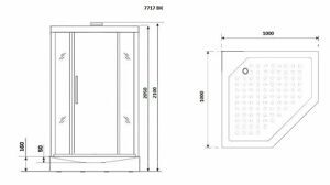 Душевая кабина Niagara NG-7717GBK (1000x1000х2100) низкий поддон стенки ЗОЛОТО БЕЗ КРЫШИ 4 места