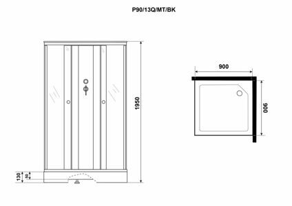 Душевая кабина Niagara Promo P90/13Q/MT/BK (900х900х1950) 4 места