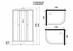 Душевая кабина Niagara Promo P110/80/26L/MT (1100х800х2150) 4 места