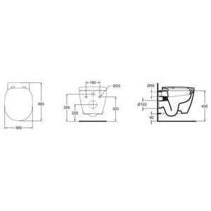 Чаша унитаза подвесная Ideal STANDARD Connect Space E804601 с горизонтальным выпуском