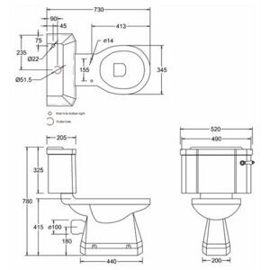 Унитаз с бачком напольный Burlington P5+C2 с горизонтальным выпуском