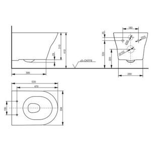 Чаша унитаза подвесная TOTO MH CW162Y+TCF4732G с горизонтальным выпуском