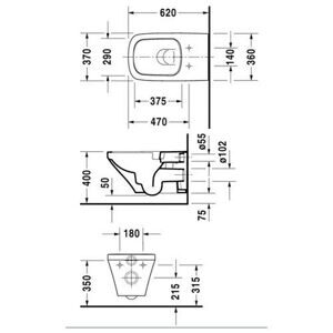 Чаша унитаза подвесная DURAVIT DuraStyle 254209-WG с горизонтальным выпуском