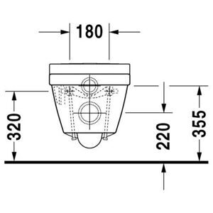 Чаша унитаза подвесная DURAVIT 2nd Floor 222009 с горизонтальным выпуском