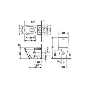 Унитаз с бачком напольный DURAVIT DuraStyle 215509+093510 с горизонтальным выпуском