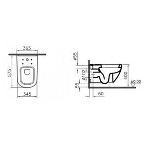 Чаша унитаза подвесная VitrA D-Light 5910B003-6098 с горизонтальным выпуском