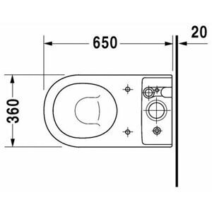 Чаша унитаза напольная DURAVIT Happy D. 017009 с горизонтальным выпуском