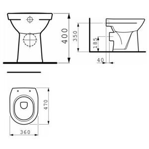 Чаша унитаза напольная LAUFEN Pro 8.2195.6.000.000.1 с горизонтальным выпуском