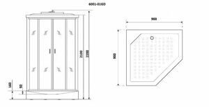 Душевая кабина Niagara NG-6001-01GD (900х900х2200) низкий поддон(16 см) стекло ПРОЗРАЧНОЕ;4 места