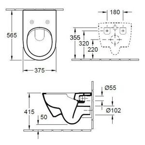 Чаша унитаза подвесная Villeroy & Boch Subway 2.0 5614R0T2 с горизонтальным выпуском