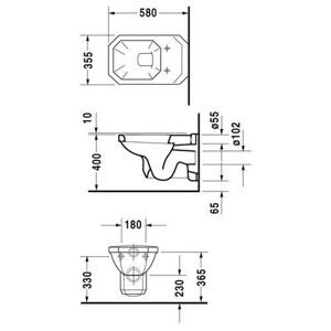 Чаша унитаза подвесная DURAVIT 1930 Series 018209 с горизонтальным выпуском