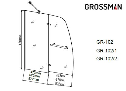 Шторка для ванны Grossman GR-102/1 150х100 см