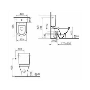 Унитаз с бачком напольный VitrA S50 9736B003-7200 с горизонтальным выпуском