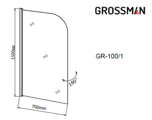 Шторка для ванны Grossman GR-100/1 150х70 см