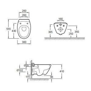 Унитаз с инсталляцией подвесной Jacob Delafon Presquile E4440-00+E5504-NF+кнопка E4326-00 с горизонтальным выпуском