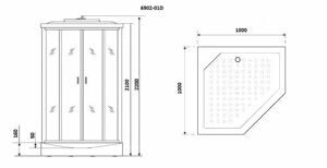 Душевая кабина Niagara NG-6902-01D BLACK (1000х1000х2200) низкий поддон (16 см) стекло ТОНИРОВАННОЕ;4 места