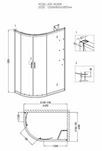 Душевое ограждение Grossman GR-9120R (120*80*185) с ПОДДОНОМ двери раздвижные 2 места