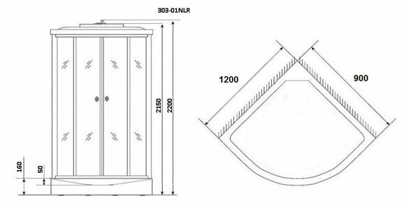 Душевая кабина Niagara NG-303-01LN (1200х800х2200) низкий поддон(16см) стекло МОЗАИКА 4 места