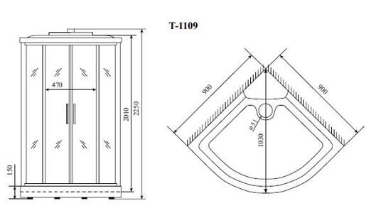 Душевая кабина Timo Standart Т-5509 (90*90*220)