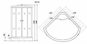 Душевая кабина Niagara NG-7012-01 (1200х1200х2200) низкий поддон(16см) стекло ПОЛОСАТОЕ 4 места