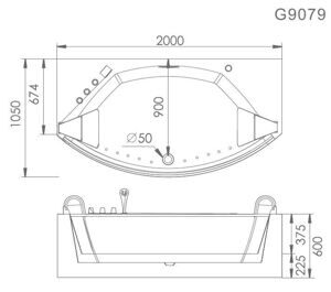 Акриловая ванна Gemy G9079 O