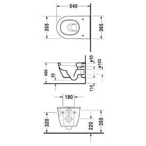 Чаша унитаза подвесная DURAVIT Darling New 254509 (с сиденьем, микролифт) с горизонтальным выпуском