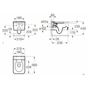 Чаша унитаза подвесная Roca Inspira A346537000 с горизонтальным выпуском