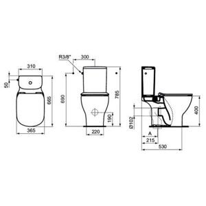 Чаша унитаза напольная Ideal STANDARD Tesi T008701 с горизонтальным выпуском