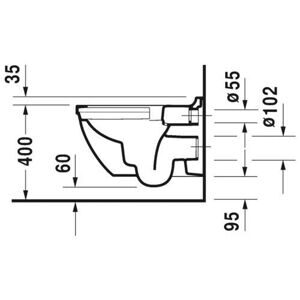 Чаша унитаза подвесная DURAVIT Starck 3 252709 с горизонтальным выпуском