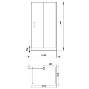 Душевой уголок Aquanet Alfa NAA1131 140x80;прозрачное стекло