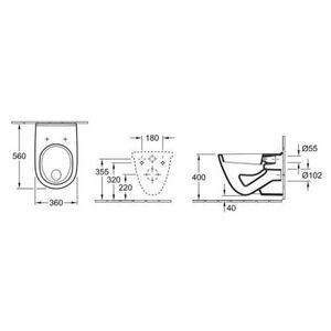 Чаша унитаза подвесная Villeroy & Boch O.novo 566210R1 с горизонтальным выпуском